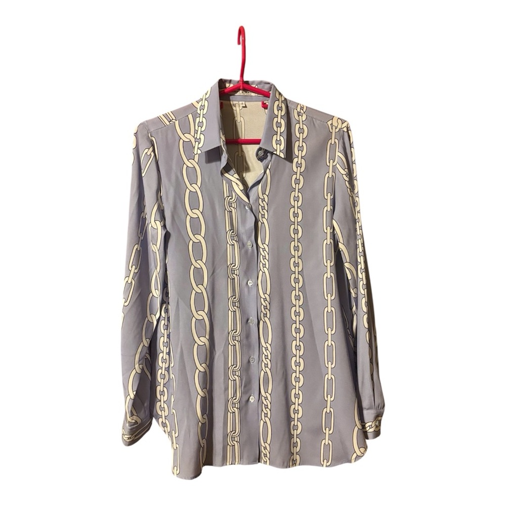 Mob Wife, Daniel & Mayer, Made in Italy, Blue &White Chain Print Blouse M/L